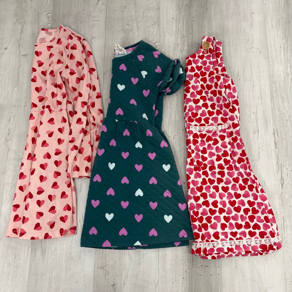 Girls 7-8 Heart Dress Bundle Short Long Sleeve Gymboree Children's Place